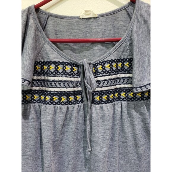 Hem & Thread blue, baby doll, short flutter sleeve top, size M - Picture 2 of 6